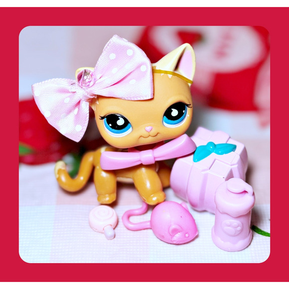 Authentic LPS Littlest Pet Shop No # Puzzle Shorthair Cat Blue Teardrop Eyes - Picture 1 of 12